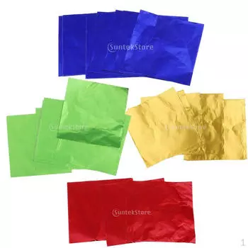 400 шт., смешанные обертки для шоколадных конфет, кондитерские изделия, квадратные конфеты, упаковка 8 см, бумажная упаковка