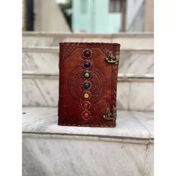 400 страниц Очень большой Ежедневник ручной работы из кожи с семью камнями Книга для эскизов Блокнот Праздничные подарки для мужчин и женщин 7 x 5 in коричневый