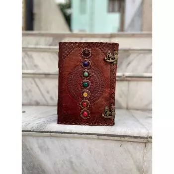 400 страниц очень большой кожаный журнал ручной работы с семью камнями, дневник, записная книжка, блокнот для отдыха для мужчин и женщин 10 x 13 x 2 in коричневый