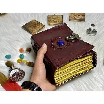 400 страниц старинного кожаного журнала из кельтского камня, пустая книга заклинаний теней 7 x 5 in