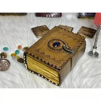 400 страниц старинного кожаного журнала из кельтского камня, пустая книга заклинаний теней 7 x 5 in коричневый