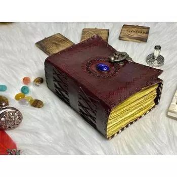 400 страниц старинного кожаного журнала из кельтского камня, пустая книга заклинаний теней 7 x 5 in коричневый