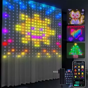 400 светодиодный светильник для штор, умный Bluetooth-управление через приложение, RGBIC, уличный сказочный рождественский светильник, Рождественская гирлянда, декор, сделай сам, узор 1M X 1M