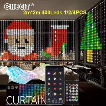 400 светодиодов 2M умные светодиодные DIY занавески с приложением и пультом дистанционного управления фоновая стена спальня украшение свет украшение на Хэллоуин