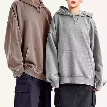 400GSM Плотный хлопок Кислотная стирка Толстовки Старая школа Винтаж Уличная одежда Толстовки с капюшоном Мужчины Женщины Хип-хоп Одежда S чёрный