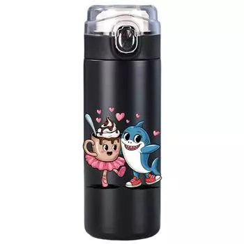 400Ml Thermos Bottle Cute Cartoon Tung Tung Tung Printed Stainless Steel Vacuum Insulated Water Bottle Travel Cup Coffee Mug Gift