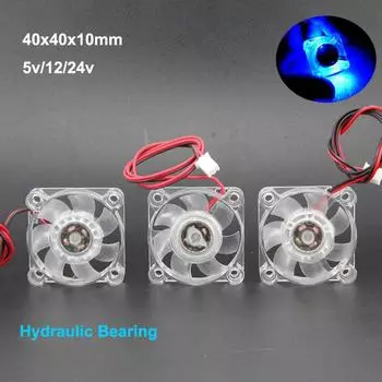 4010 40x40x10 мм 4 см гидравлический подшипник 2pin DC 5v 12v 24v охлаждающий бесщеточный вентилятор прозрачный белый светодиодный свет 4010 5V 1pcs