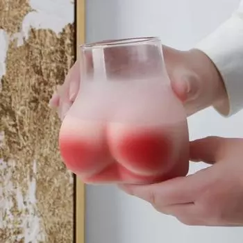 401-500 мл кружка в форме приклада, забавная кофейная чашка, персиковая чашка для напитков, новинка, горячие холодные напитки, стекло для домашнего декора, бара, ресторана розовый