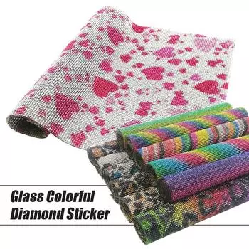 40*24 см леопардовый узор клеевая сетка хрустальная наклейка блестящие стразы наклейка DIY клейкая лента автомобильный телефон декор аксессуары