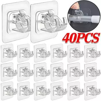 40/2 шт. кронштейны для карниза для штор самоклеящиеся крючки для карниза для штор регулируемые крючки для карниза без гвоздей аксессуары для ванной комнаты transparent-2pcs