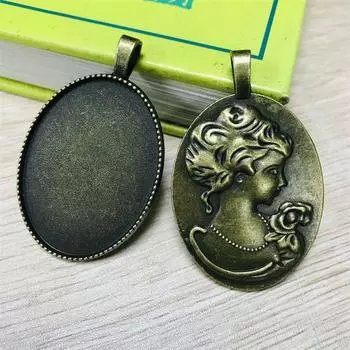 40*30 Ретро Основа Подставка DIY Украшение Аксессуары Свитер Цепочка Подвеска из Сухоцветов Ожерелье Камень Времени Овальная Основа Подставка 40*30mm Time Gem base 9#(+ gem)