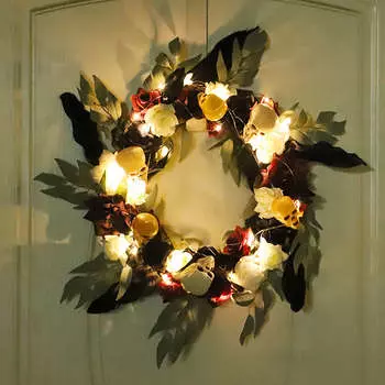 40*40 см с подсветкой Хэллоуин череп украшение дверь подвеска праздничное украшение ротанг круг настенное украшение