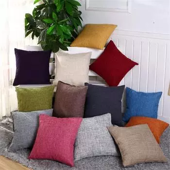 40/45cm Solid Color Thicken Cotton Linen Sofa Cushion Cover Throw Pillowcase Home Decoration 40x40cm чёрный