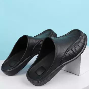 40-47 летние уличные ультра легкие мужские туфли повседневные модные мальчиковые полутапочки мягкая подошва комфорт новые прогулочные туфли бесплатная доставка 40 чёрный