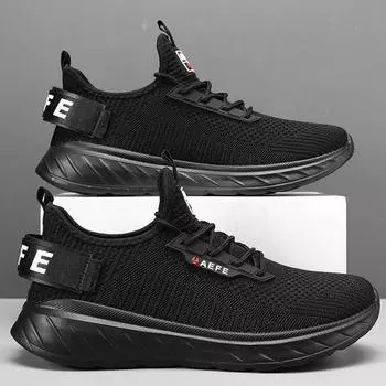 40-47 весенне-осенние мужские кроссовки для бега, спортивная повседневная обувь умного размера, уличная обувь 40 чёрный
