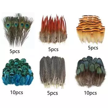 40/48 шт. 6 стилей Натуральные перья Оптом Длинные павлиньи перья Фазанье оперение DIY Поделки 40Pcs
