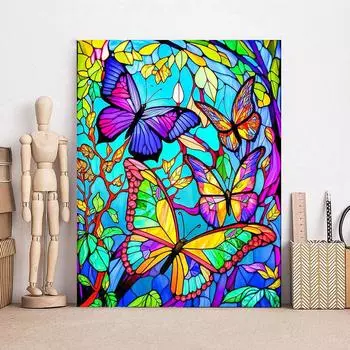 40*50 см DIY Алмазная картина Красочная бабочка, Полный круглый алмазный набор для вышивки крестом Мозаика Искусство для взрослых, Отдых и домашний декор Подарок 40*50cm/15.7*19.7in