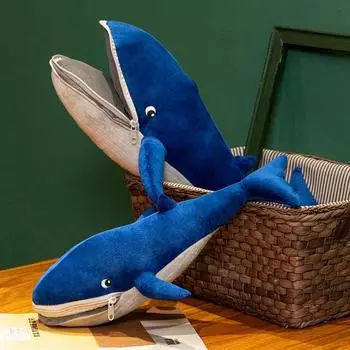 40/55 см супер мягкая морская имитация животного с открытым ртом синий кит плюшевая игрушка подушка мягкая игрушка животное детский подарок на день рождения 40cm синий