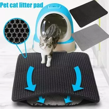 40*60 Cat Litter Mat Double Layer Non-slip Litter Pads Non-slip Waterproof Mat Box Litter Accessories Pet Mat S Bed Clean U4n4 40 60 чёрный