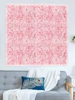 40*60 см Настенные панели из искусственных цветов Цветочный настенный коврик Шелковая роза Гортензия Цветочные панели для фона Свадебная вечеринка Украшение стены розовый