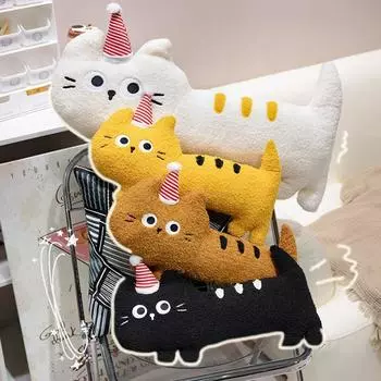 40/65/80 см мягкая подушка с изображением животных из мультфильмов милый кот плюшевая игрушка подушка в виде животных прекрасный подарок на день рождения для детей декор комнаты 40cm чёрный