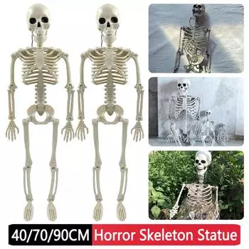 40/70/90 см Хэллоуин человеческий череп скелет дом с привидениями подвесной реквизит ужас страшные подвижные суставы декоративная большая скульптура черепа