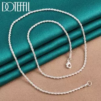 40-75 см 3 мм ожерелье из стерлингового серебра 925 пробы свадебные модные украшения 40cm