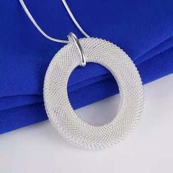 40-75см S925 Серебряные Подвески Ожерелье Круглая Сетка Ювелирные Изделия Мода Симпатичные Цепи Женщины Леди Свадьба 40CM серебряный