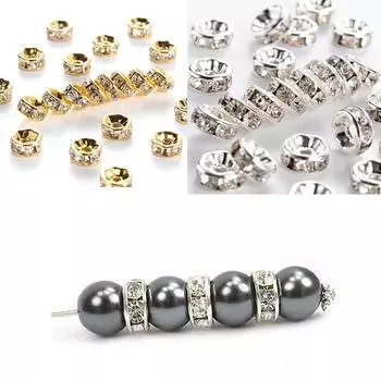 40/80 шт. 6/8 мм горный хрусталь хрустальные бусины-разделители для ювелирных изделий DIY браслет ожерелье изготовление 8mm 40Pcs золотистый