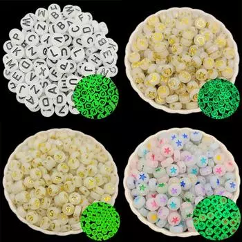 40/80 шт. 7/8/10 мм светящиеся буквы и цифры Звезда Луна свободные бусины DIY ремесла для изготовления ювелирных изделий, ожерелья, браслета 40Pcs 8mm Square Letter