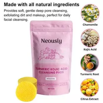40/80 шт. очищающие диски для лица Neously Kojic Acid Pads Deep Cleansing Turmeric 40pcs