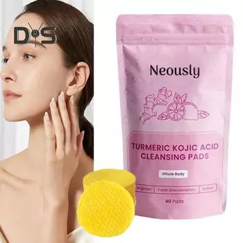 40/80 шт. Очищающие диски для лица Neously Kojic Acid Pads Глубоко очищающие диски с куркумой Натуральные ингредиенты Баланс кожи Масло и вода Отшелушивание лица 40pcs
