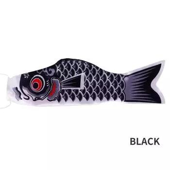 40 CM Japan Style Carp Wind Sock Flag Wind Chimes Hanging Decorations Yard Koinobori Hanging Decor Outdoor Decoration 40cm чёрный