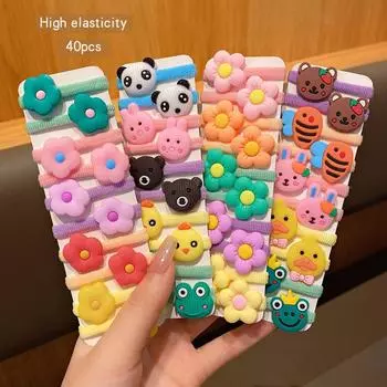 40 cute cartoon rubber bands and sweet wind-driven hair accessories suitable for daily use