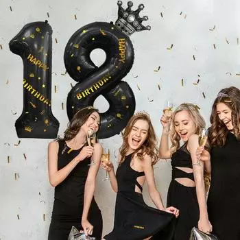 40-дюймовые большие черные воздушные шары с цифрами в виде короны и надувной соломой, товары для детского душа, свадьбы, дня рождения, вечеринки 4