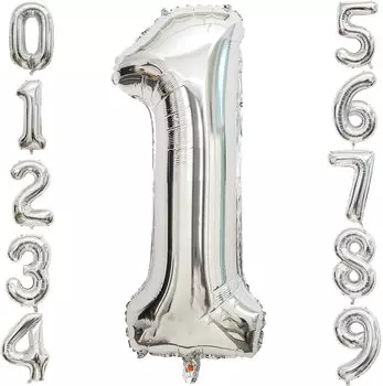 40 дюймовые воздушные шары с цифрами, серебряные воздушные шары на день рождения, алюминиевые воздушные шары с цифрой 1, день рождения, украшение на день рождения, годовщина свадьбы (1, серебро)