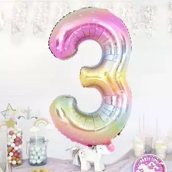 40-дюймовый градиентный фольгированный воздушный шар с цифрами 0-9, тема единорога, день рождения, гелиевый воздушный шар, украшение для детского душа, подарки для первых детей 40Inch