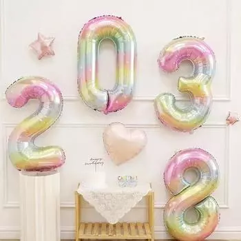 40-дюймовый Радужный тематический воздушный шар с цифрами 0-9, волшебный единорог, украшение для вечеринки, фольгированный гелиевый шар для декора дня рождения 40inch