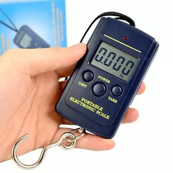 40 кг х 10 г мини-цифровые весы для рыбалки, багажа, путешествий, взвешивания, безмен, подвесные электронные весы с крючком no backlight синий