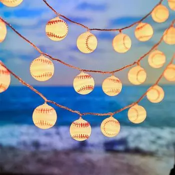 40 LEDS Sports Ball Indoor Battery Operated Baseball Shape LED String Lights Night Light for Halloween Christmas Home Party 652 1.5m 10leds USB