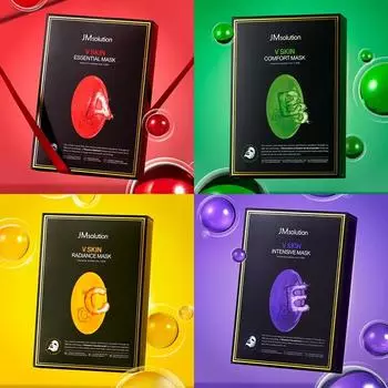 [40 листов] JM Solution V Skin Mask Pack набор из 4 предметов / Витамины, питание, влажность, жизненная сила, 1 набор (40 листов)