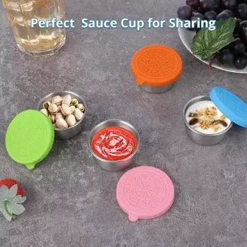 40 мл чашка для соуса из нержавеющей стали, герметичная силиконовая крышка, многоразовый контейнер для ланча, держатель для приправ, не содержащий BPA розовый