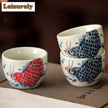40 мл китайская чашка для чая Arowana, домашняя керамическая чашка Master Cup, ретро-чайный набор, аксессуары, портативная чашка для медитации красоты, турецкие чайные чашки