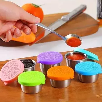 40 мл контейнеры для заправки салата с крышками, герметичные соусницы из нержавеющей стали для ланч-боксов, пикников, путешествий, фруктов, закусок, соусов, контейнеры фиолетовый