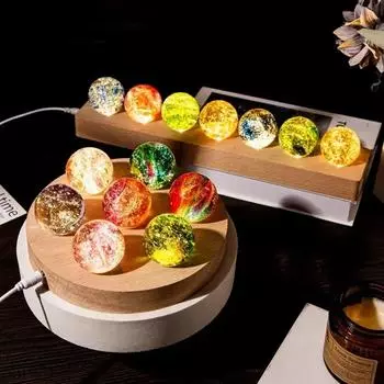 40 мм цветные стеклянные шарики и семь звезд в форме креативного подарка на день рождения, декоративный хрустальный шар, ночник, настольный декор