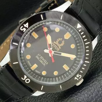 40-ММ ПОВОРОТНЫЙ БЕЗЕЛЬ ШВЕЙЦАРСКИЕ МУЖСКИЕ ВОССТАНОВЛЕННЫЕ ЧАСЫ TITUS С ЧЕРНЫМ ЦИФЕРБЛАТОМ a430776-2 R104-a430776