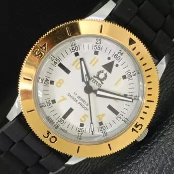 40 ММ ВОССТАНОВЛЕННЫЕ МУЖСКИЕ ЧАСЫ TITUS SWISS С ПОВОРОТНЫМ БЕЗЕЛЕМ И БЕЛЫМ ЦИФЕРБЛАТОМ 430538-2 R103-a430538