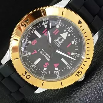 40 ММ ВОССТАНОВЛЕННЫЕ МУЖСКИЕ ЧАСЫ TITUS SWISS С ПОВОРОТНЫМ БЕЗЕЛЕМ И ЧЕРНЫМ ЦИФЕРБЛАТОМ 430514-2 R103-a430514