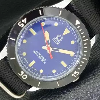 40 ММ ВОССТАНОВЛЕННЫЕ ШВЕЙЦАРСКИЕ МУЖСКИЕ ЧАСЫ TITUS С ПОВОРОТНЫМ БЕЗЕЛЕМ И СИНИМ ЦИФЕРБЛАТОМ 430555-2 R103-a430555