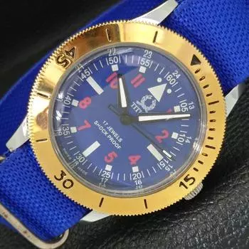 40 ММ ВОССТАНОВЛЕННЫЕ ШВЕЙЦАРСКИЕ МУЖСКИЕ ЧАСЫ TITUS С ПОВОРОТНЫМ БЕЗЕЛЕМ И СИНИМ ЦИФЕРБЛАТОМ 430519-2 R103-a430519